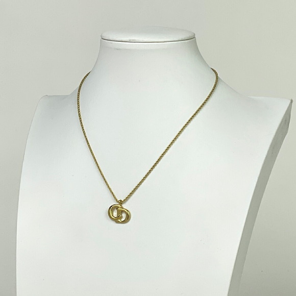 Christian Dior Logo Necklace CD GP Gold - Picture 4 of 4